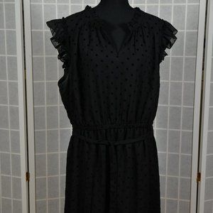 Loft Dotted Ruffle Sleeve Dress in Great Condition